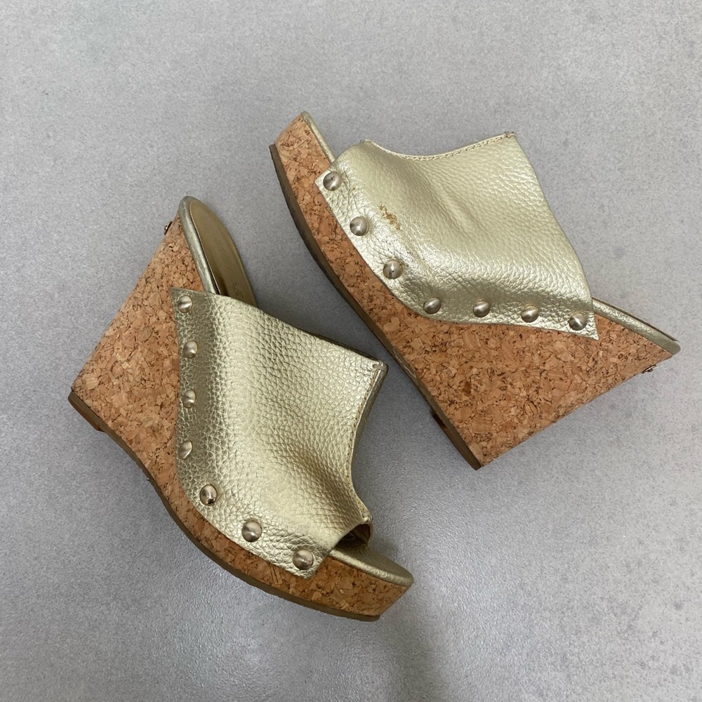 Michael Kors Vintage Metallic Gold Studded Wedges